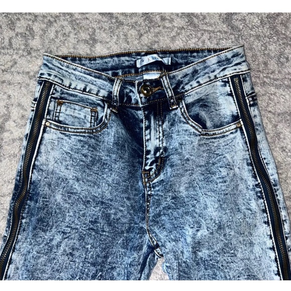 K Jordan Jeans Punk with zipper accents,skinny jean sz 6 Women’s Acid Wash Goth - Picture 2 of 10